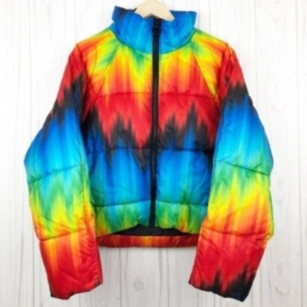 TOPSHOP Rainbow Puffer Jacket